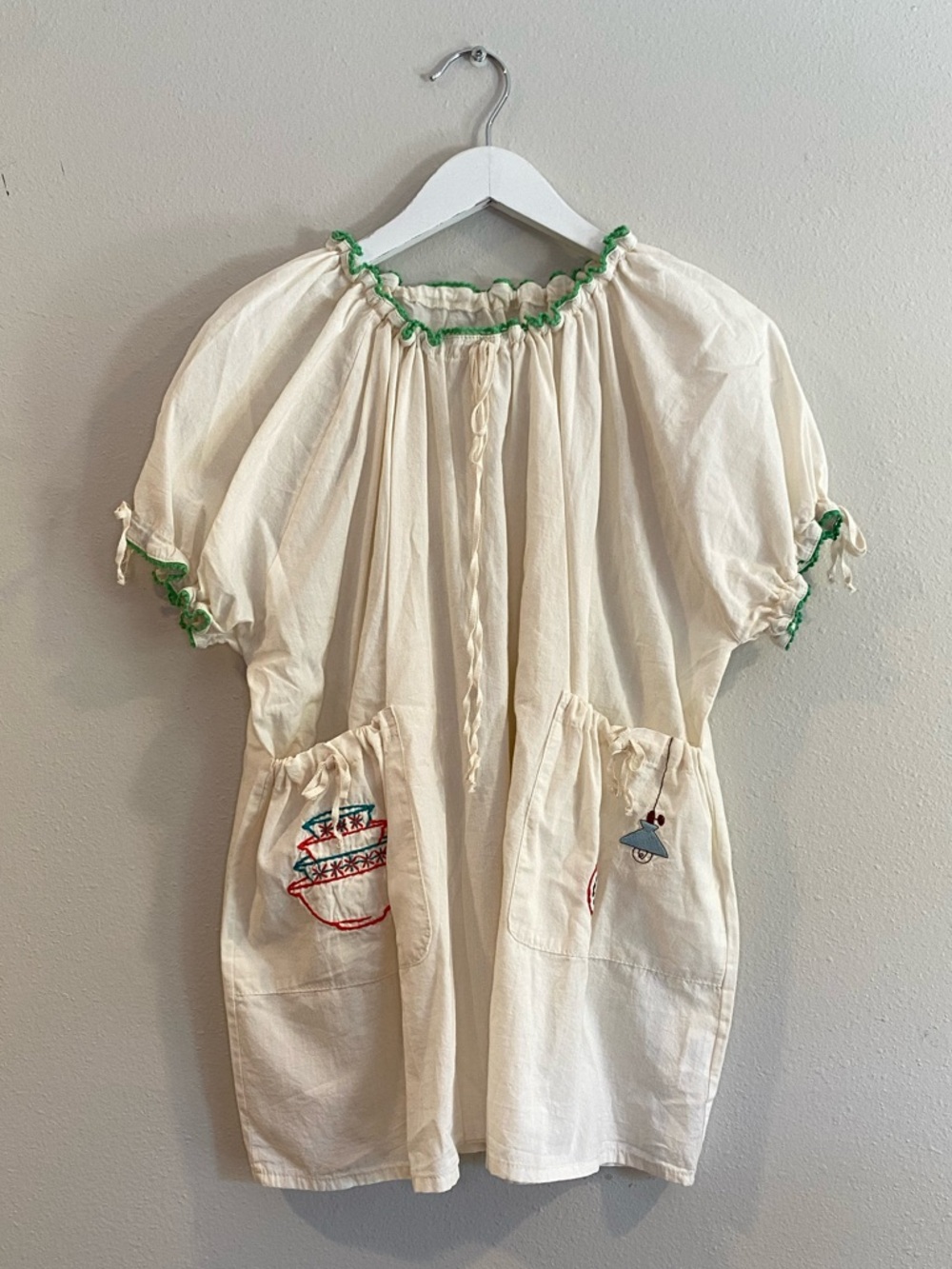 Yellowpelota Embroidered Cotton Maxi Dress Size 4Y 26" Length EUC